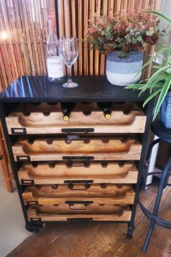 Iron & wood bottle trolley