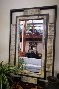 Wooden and iron mirror