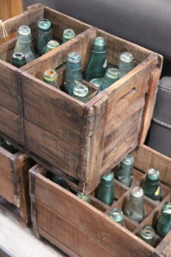 Wooden crate with bottles