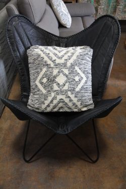 Black buffalo leather butterfly chair