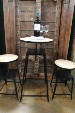 Iron and wooden bar table