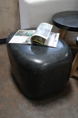 Terrazzo cement stool black
