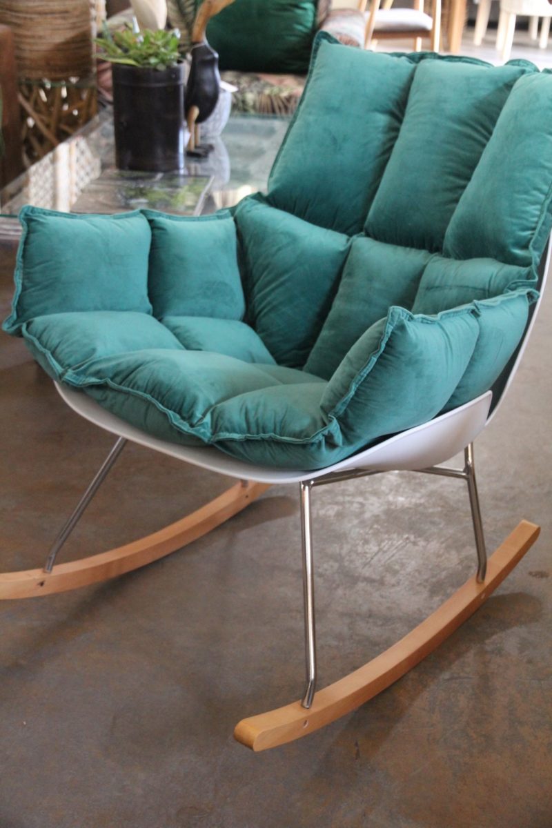 Rocking chair with green cushion