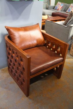 Ethan teak and leather sofa