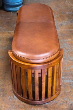 Cooper teak and leather bench