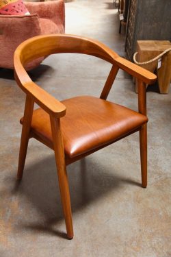 Gurkha teak and leather armchair