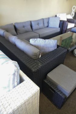 8 Piece aluminium rattan corner sofa set with lift table