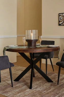 Round dining table brown