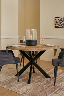 Round dining table limewash