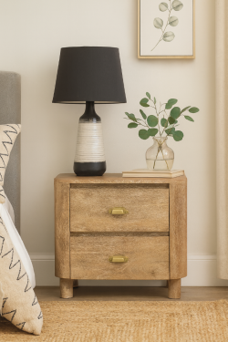 Wooden bedside table