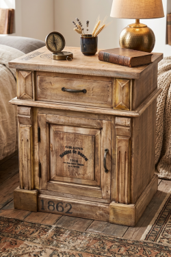 Wooden bedside table