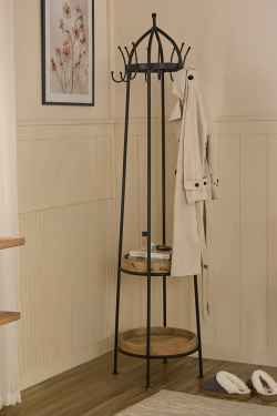 Jenevie mango wood coat hanger with iron