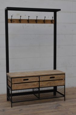 Wooden and iron coat stand