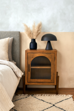 Arch nightstand with glass