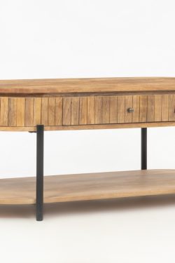 Wooden coffee table with iron legs