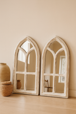Wooden deco mirror set of 2