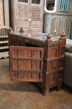 Wooden pitara almirah with glass top