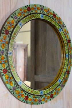 Wooden round mirror
