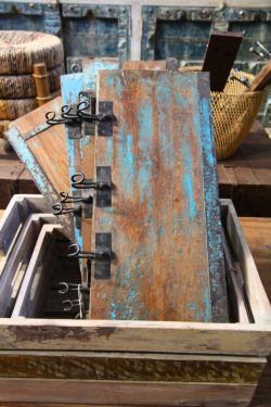 Wooden panel with hooks