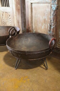 Iron old fire bowl large