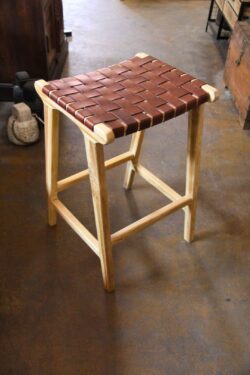 Brown leather bar chair