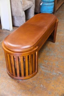 COOPER BENCH - LEATHER AND TEAK