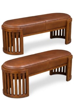 COOPER BENCH - LEATHER AND TEAK